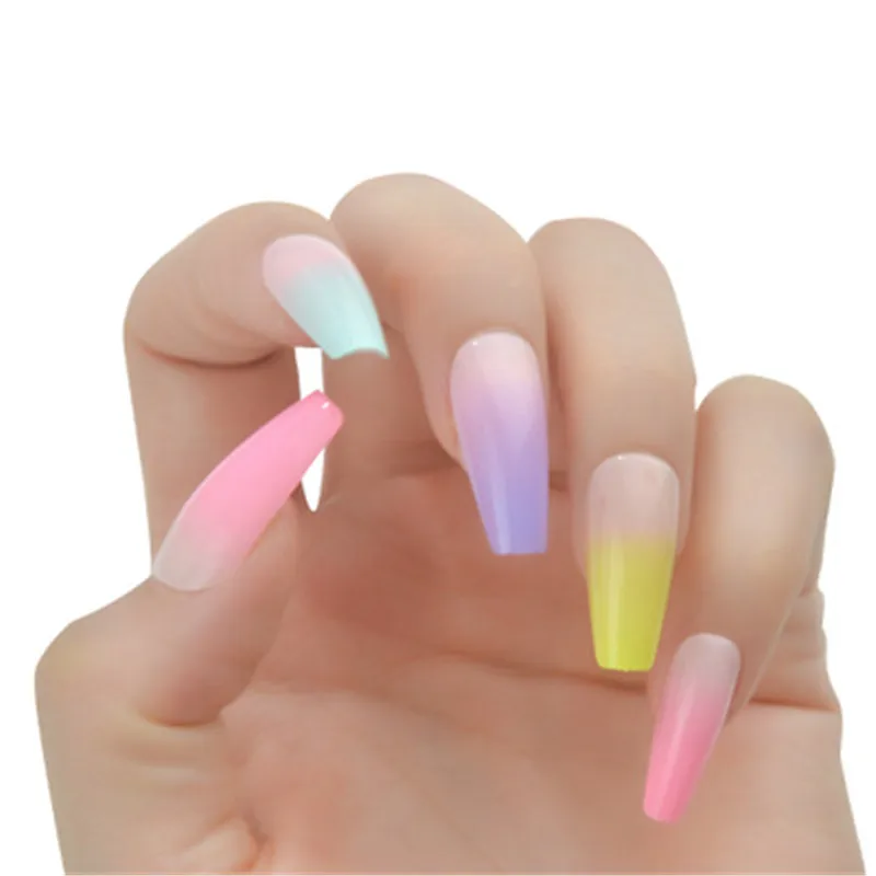 

Nail Art Sheets European and American French Flat Head long colorful Denim Nails