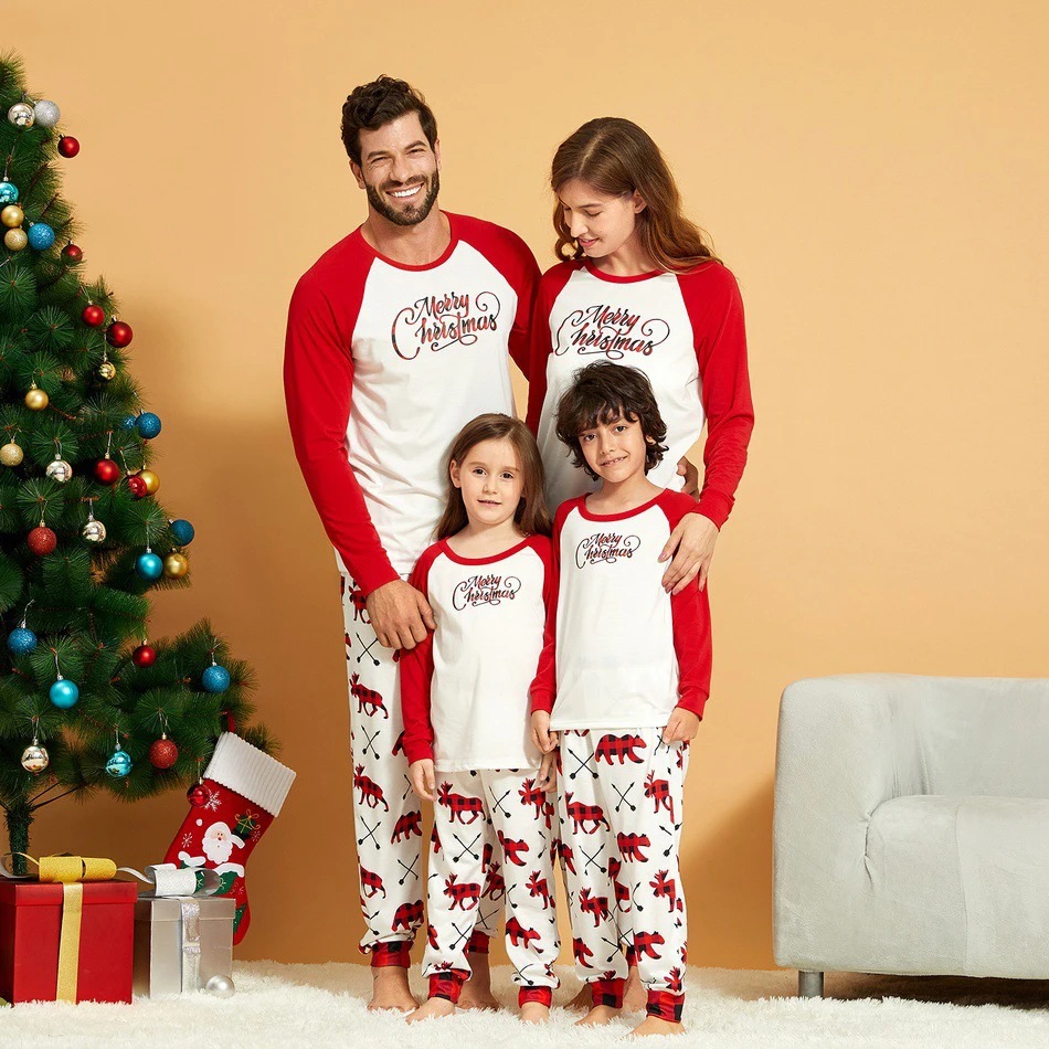 

Holiday Feeling Women Men Kids Baby 2 Piece Set Matching Top And Plaid Deer Pants Pajamas Set Family Pyjamas Merry Christmas Pjs, Customized color