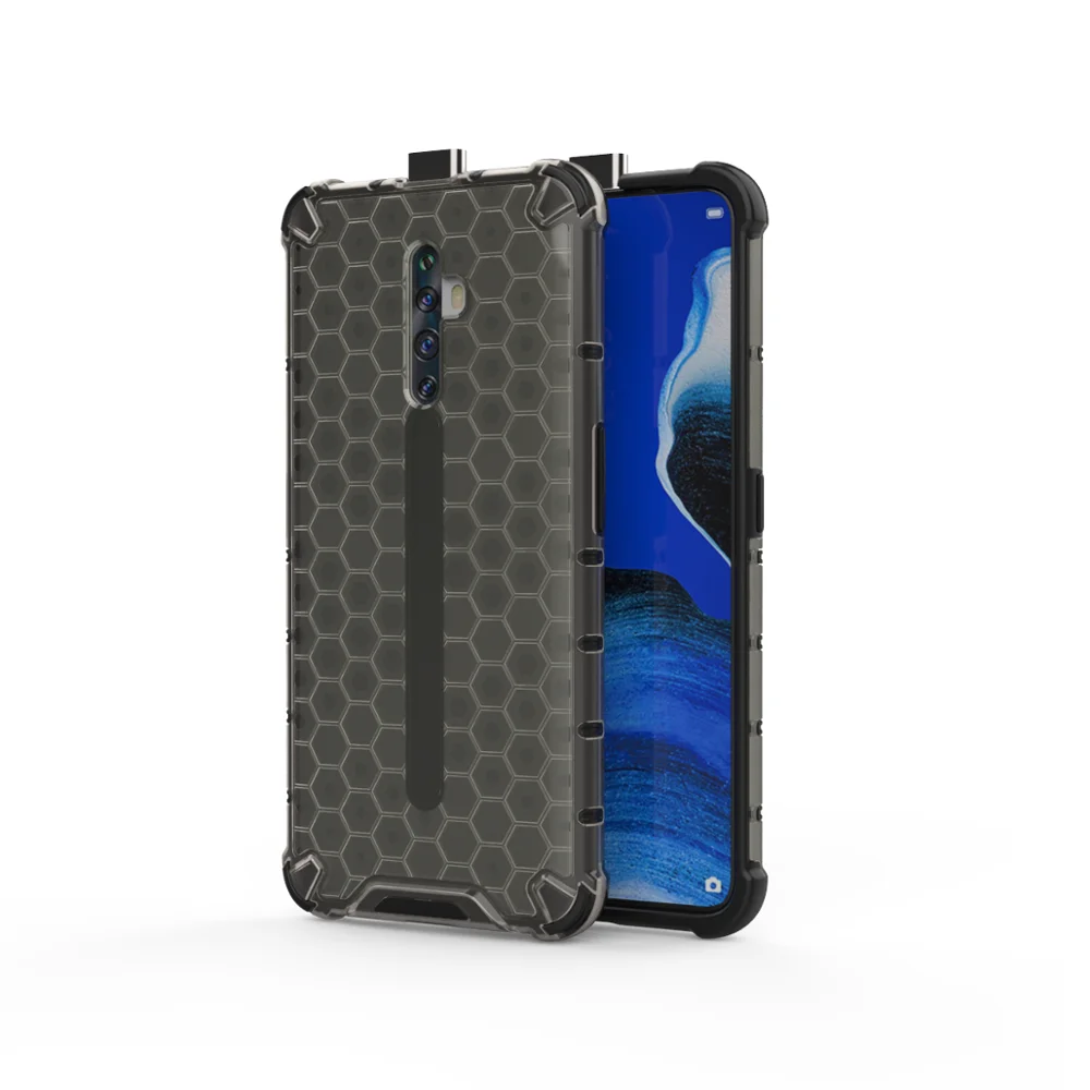 

Custom Logo Honeycomb Case box with silicone frame Phone Case Shockproof Case For Oppo Reno2 Z