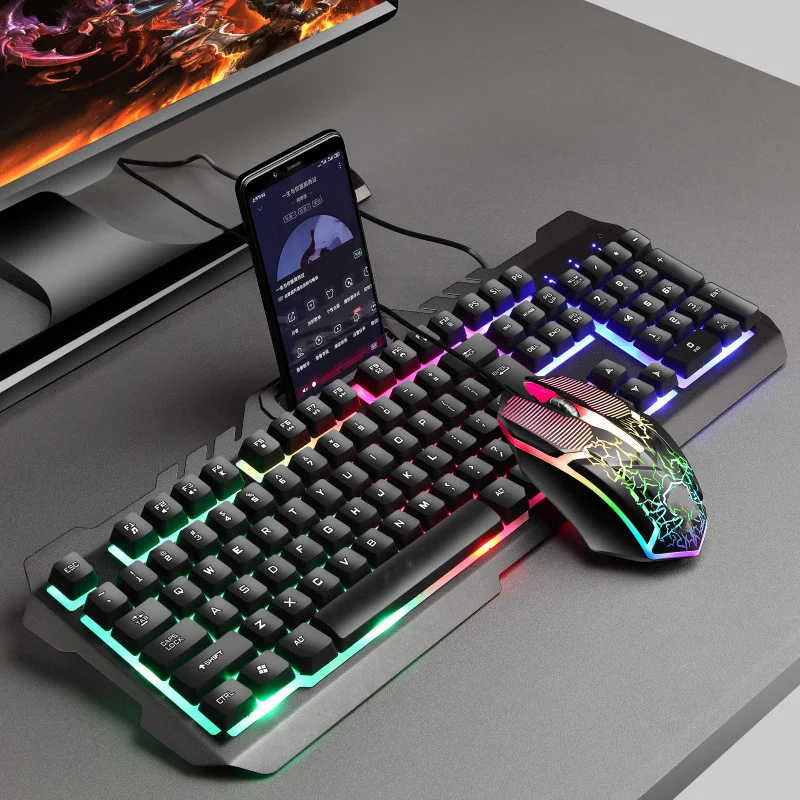

Wholesales Excellent LED backlight usb Mechanical wired Ergonomic gaming keyboard and mouse combo for Computer Gaming