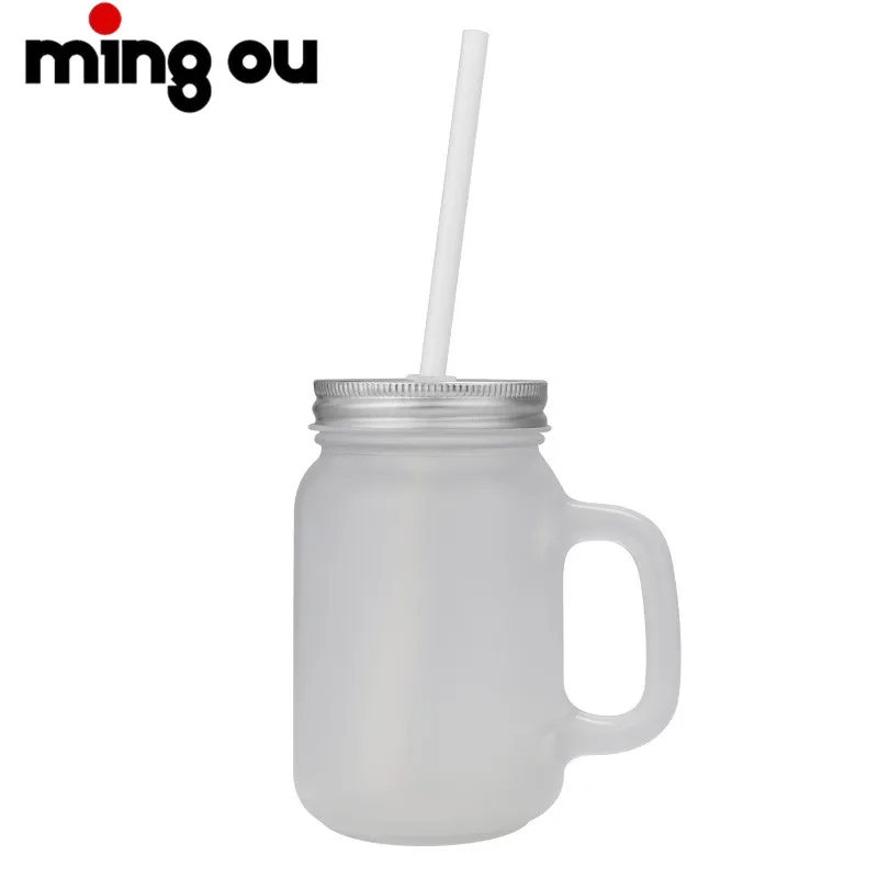 

Sublimation 12oz Frosted Glass Mason Jar With Straw And Lid, Customized