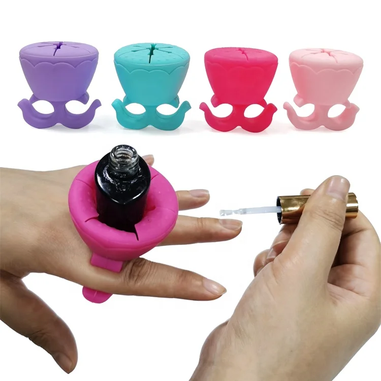 

Hot Sale Wearable Nail Tool Silicone Finger Nail Polish Holder Ring