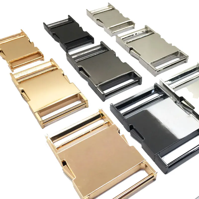 

38Mm Belt Brass Custom Logo Quick Gold Metal Side Release Buckles Wholesale For Leather Bracelets, Gunmetal, nickel pearl, gold, silver plated