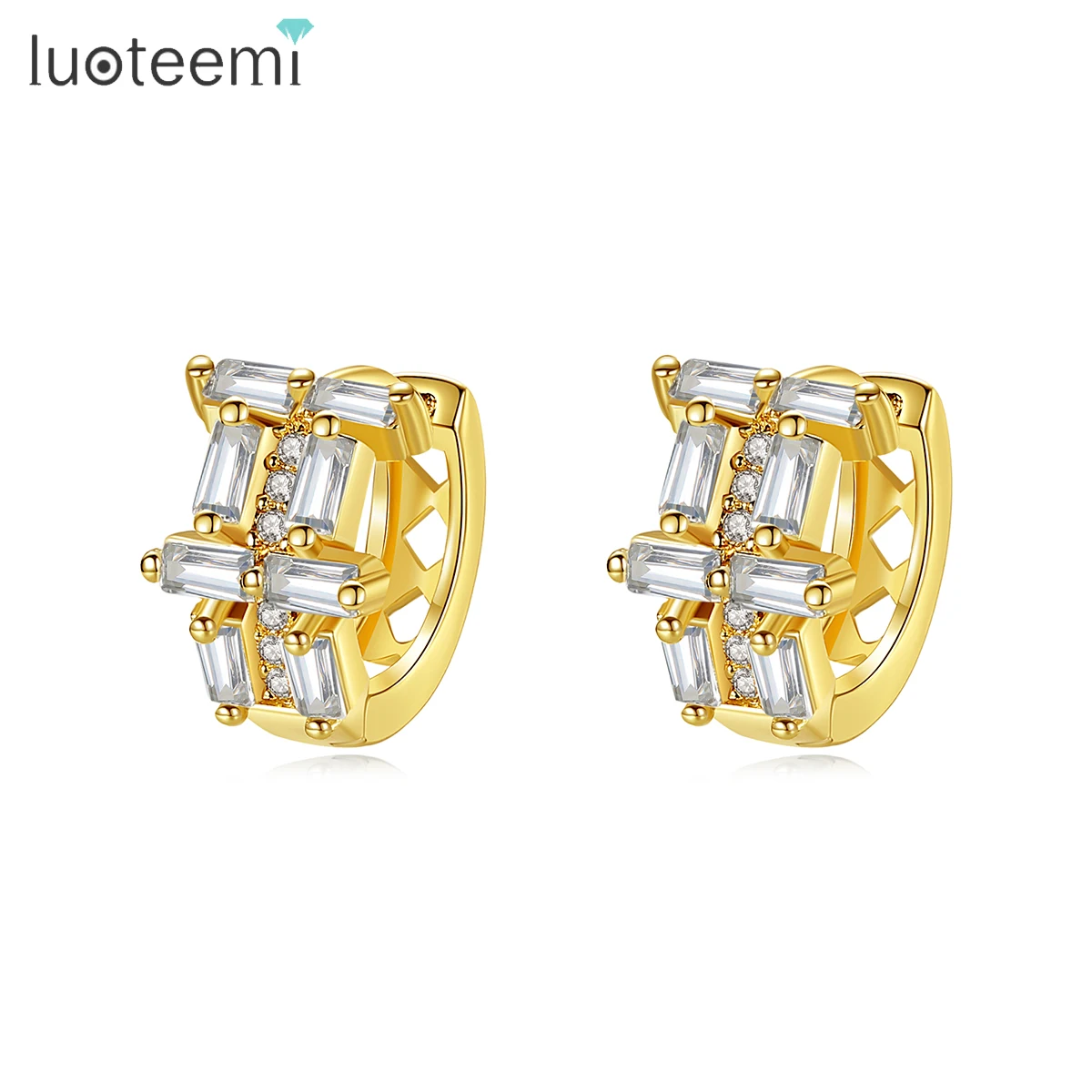 LUOTEEMI Traditional Fashion Flower Zircon Dainty Cheap Wholesale Jewelry Chunky Beautiful Woman Earring 2022