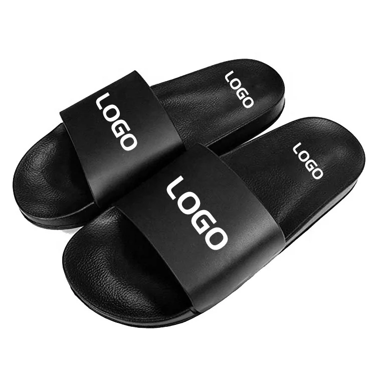 

OEM Custom Black blank Slides Footwear Sandal PVC Custom Logo Slide Sandals