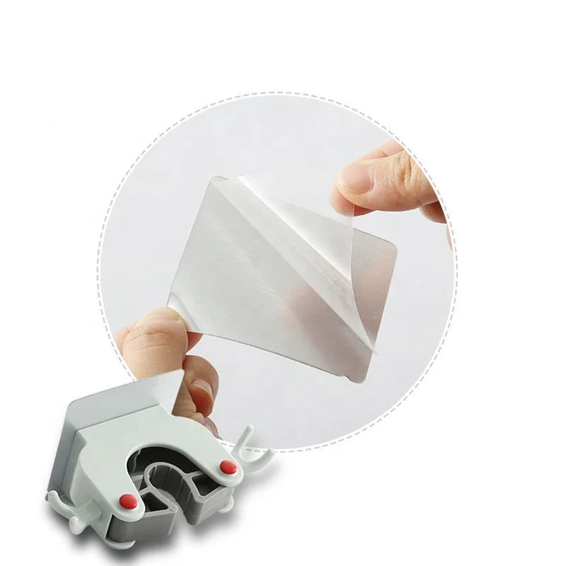 

Adhesive Hook Free Punch Mop Hanger Multifunctional Seamless Mop Holder