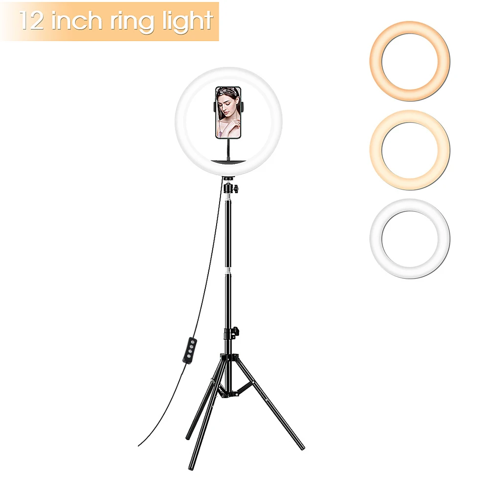 

12" LED with mobile phone holder beauty lamp, 1.6m selfie ring light tripod stand for Makeup, YouTube, Tiktok, Photography