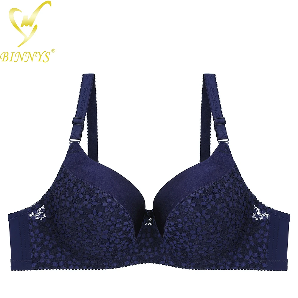 

BINNYS Guangzhou bra brands new design breathable full cup thin cup 46D plus size bralette lace women's bra