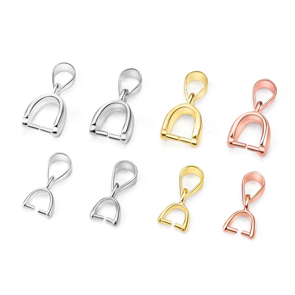 Gold 925 Sterling Silver Clasps Bails Charm Melon Seeds Buckle Pendant Connectors for DIY Necklace Jewelry Findings