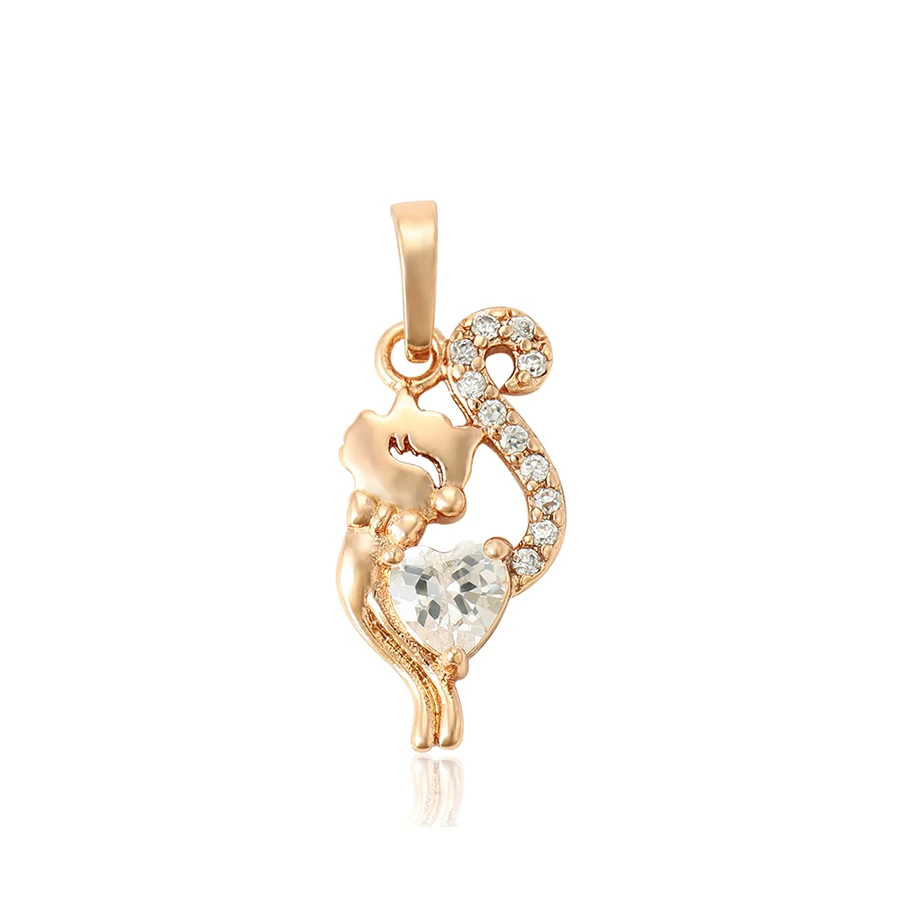 

30928 xuping rose gold New cute fox animal pendant with multi color stone