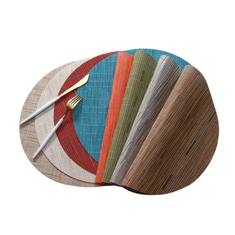 

Round Non-slip Woven Table Mats High Quality Bamboo Joint Fabric Heat Resistant Waterproof Placemats