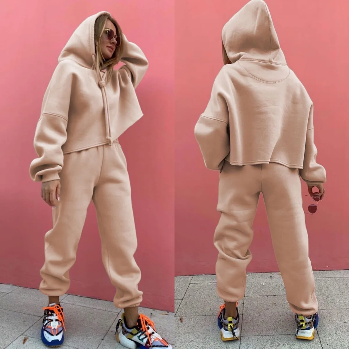 

Women 2 Piece Pants Set Fashionable Clothing Two-piece Women's Casual Hoodie Sports Sweatshirt Set Ladies Tracksuits