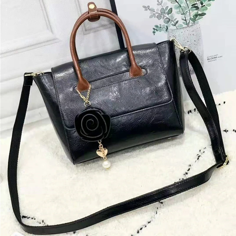 

wholesale luxury flower big pu leather single shoulder bag for women ladies 2021 spring summer chain tote handbags