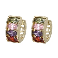 

96711 Xuping wholesale charming Europe designs multi color stone fashion hoop earrings for women