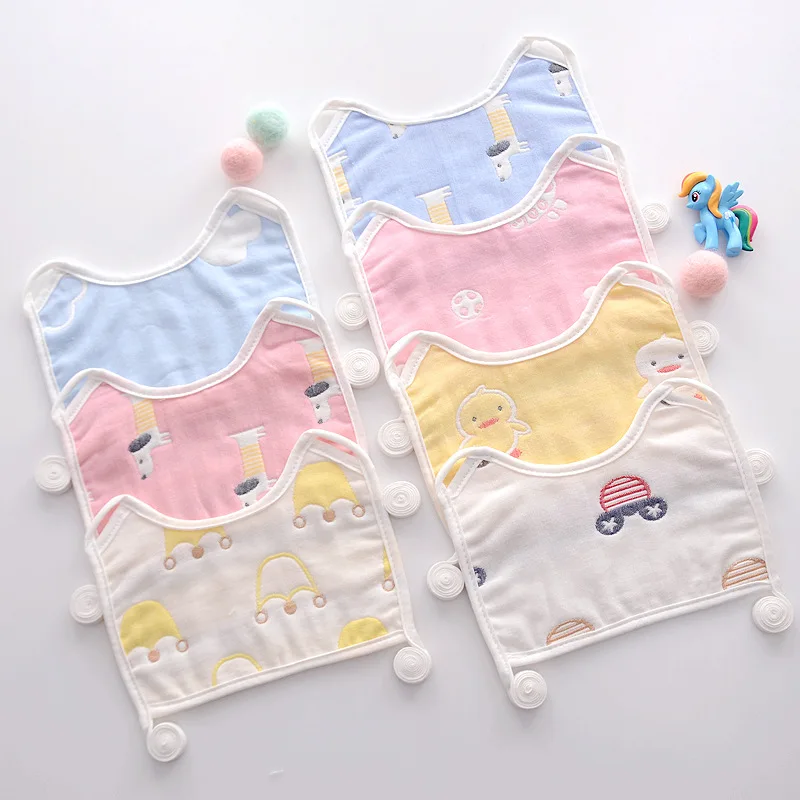 

Wholesale Baby Feeding Bib Print Cotton Bib Square bind Type Jacquard Gauze Snap Bib for Newborn, Picture showed or customized