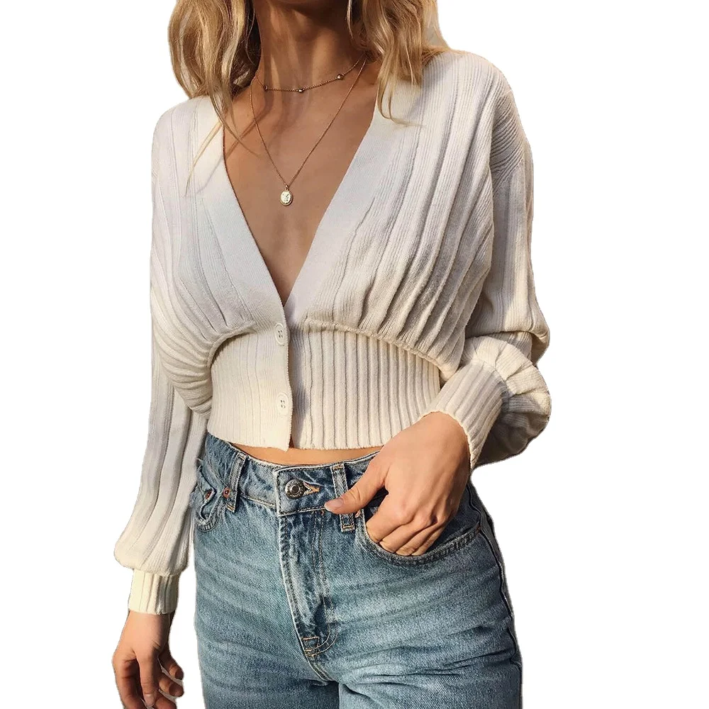 

2020 New Hot Selling lantern Sleeve Knitted cardigan women ladies sweater cardigan