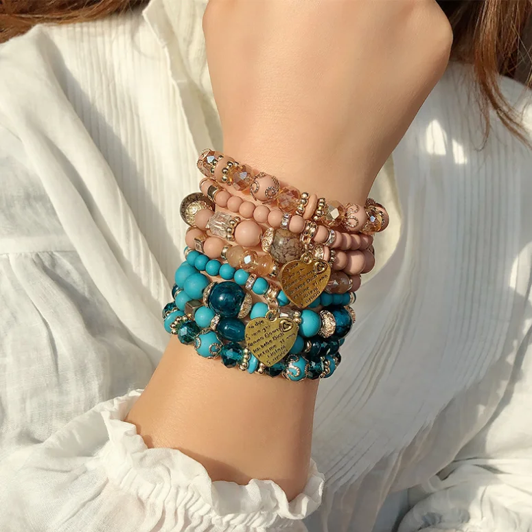 

2020 Women love bead chakra bracelet & bangles braclets and charms pulseras de mujer, 4 colors