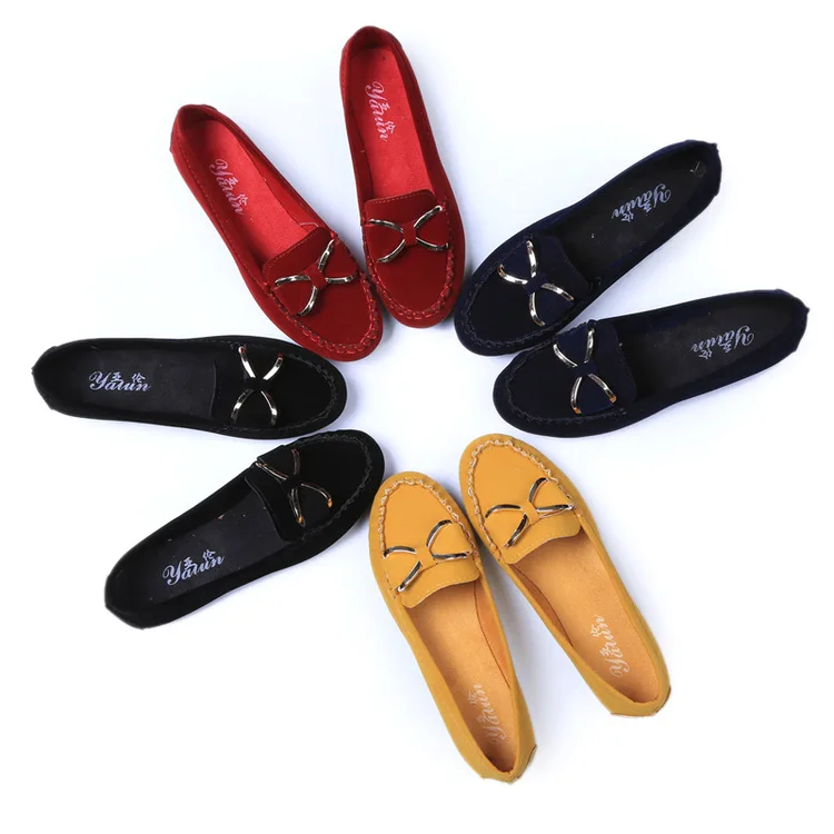 

SP304 Spring Bean Shoes Flat Heel Comfort Loafer Shoes Casual BowKnot Driving Work Shoes, Pictures shown