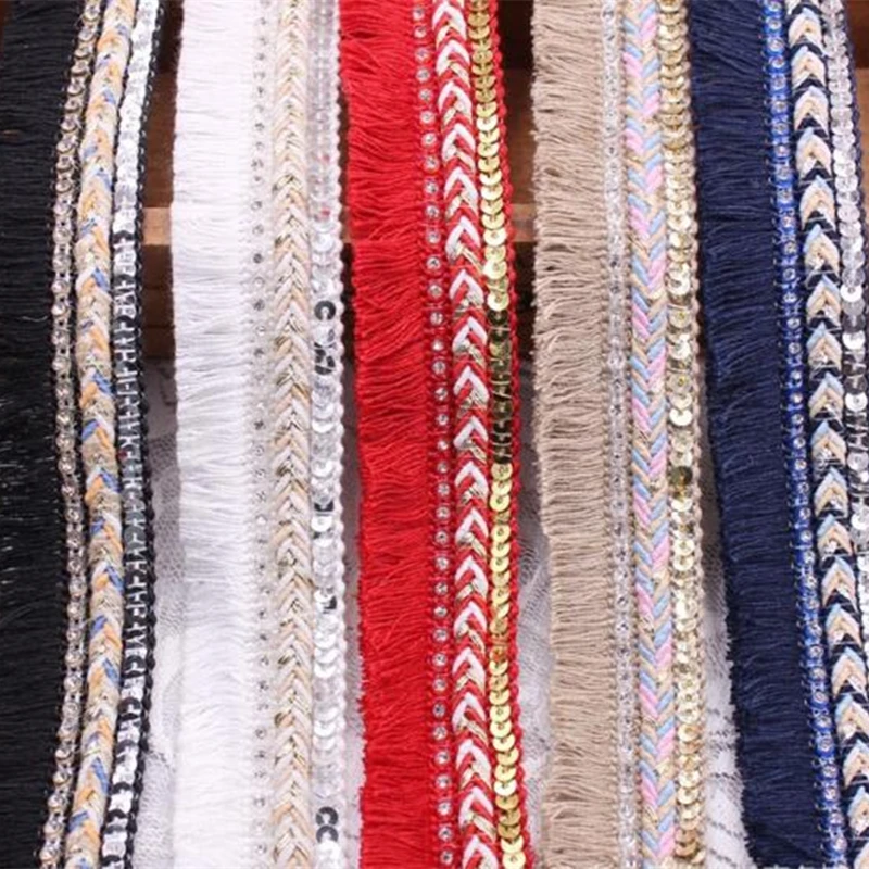 

Curtains Accessories Trimming Fringe Ribbon Cord Ethnic 4cm Decorative Band Embroidery Lace Trim, Mix color