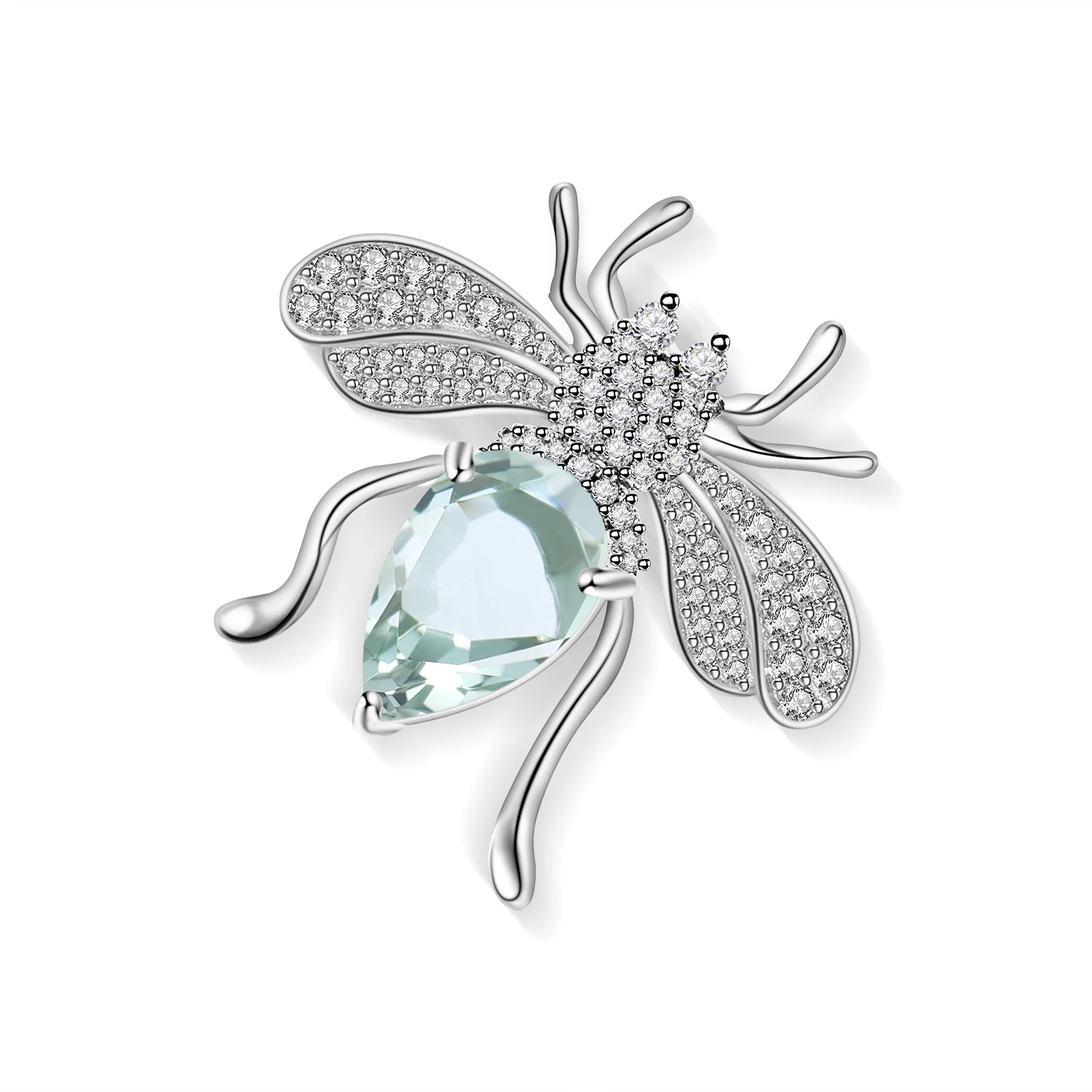 

C5202BH Abiding Fine Jewelry 925 Sterling Silver Wedding Natural Prasiolite Stone China Cheap Wholesale Brooches