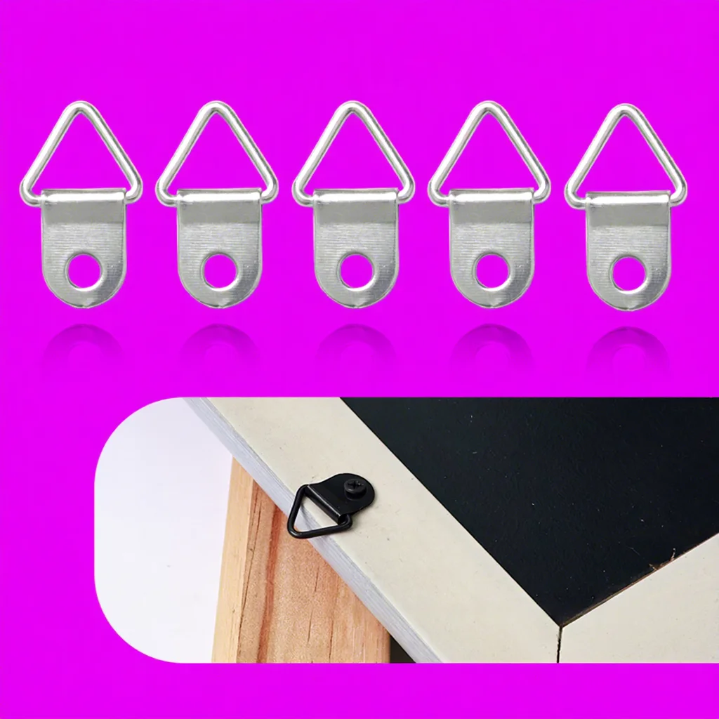 CJ055 TS-K035 Picture Frame Hardware Metal D Ring One Hole Black Triangle Picture Photo Frame Hooks Hangers