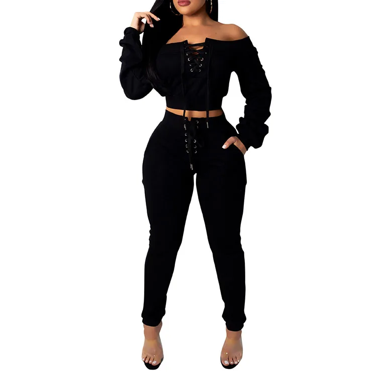

Boutique long sleeve top pants outfits two piece pants set women clothing, Customized color