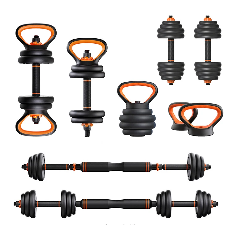 

Multi Functional body workout home 6 in 1 Combinations gym equipment adjustable dumbbell set, Black+red