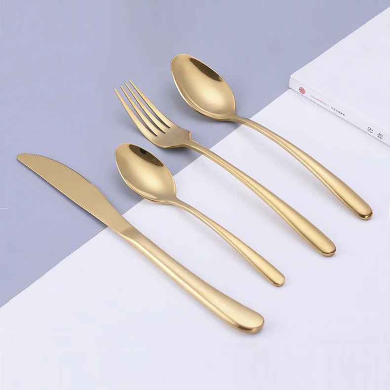 

Wholesale gold fork and spoon cutlery gift set for wedding
