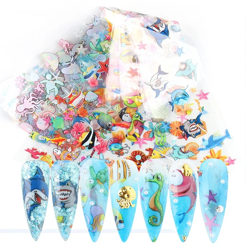 

wholesale ocean animals nail transfer foil 10design/set transfer foil for nails