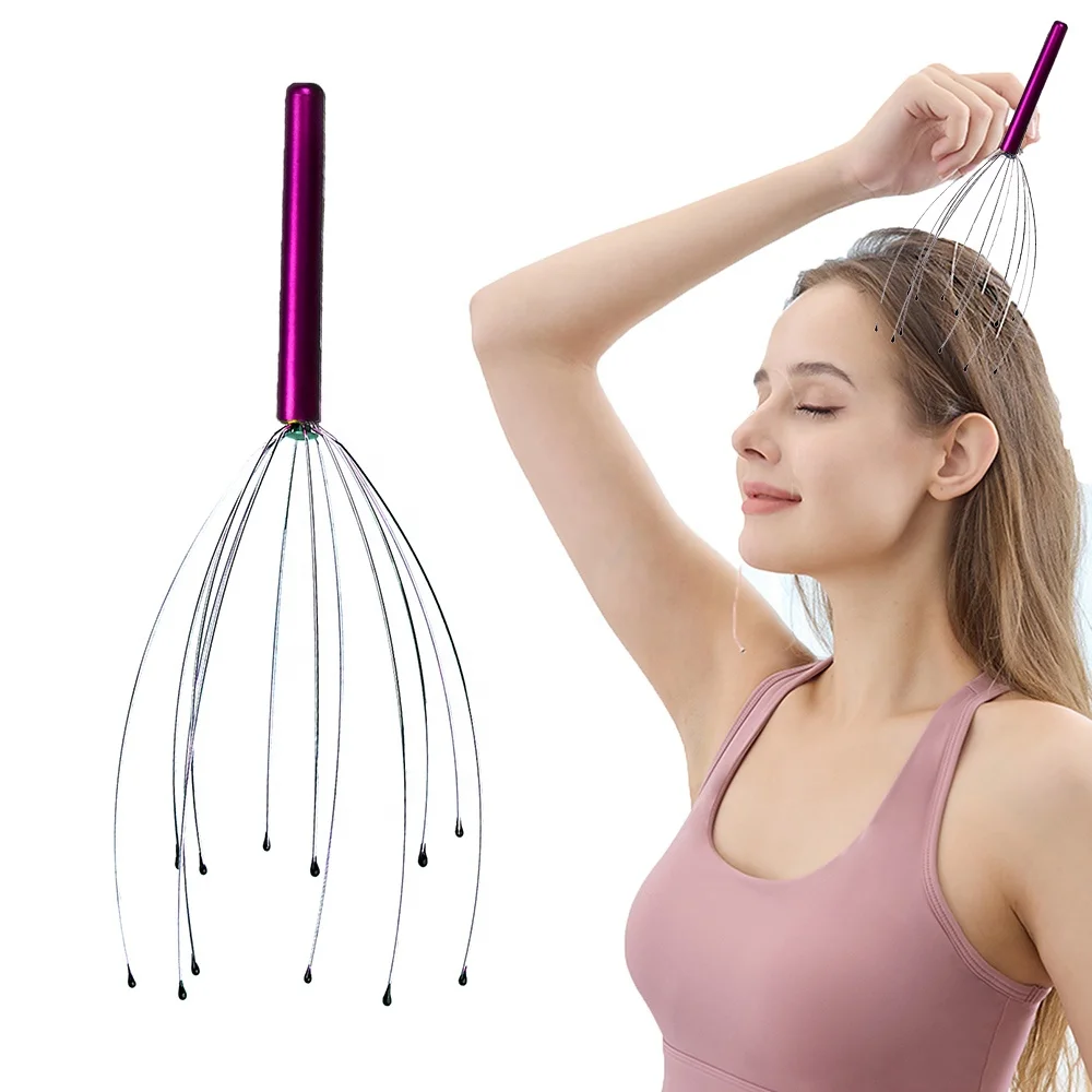 Handheld plastic Stainless Steel Head Scalp Massager Wire Metal Spider claw relaxation octopus Head Massager