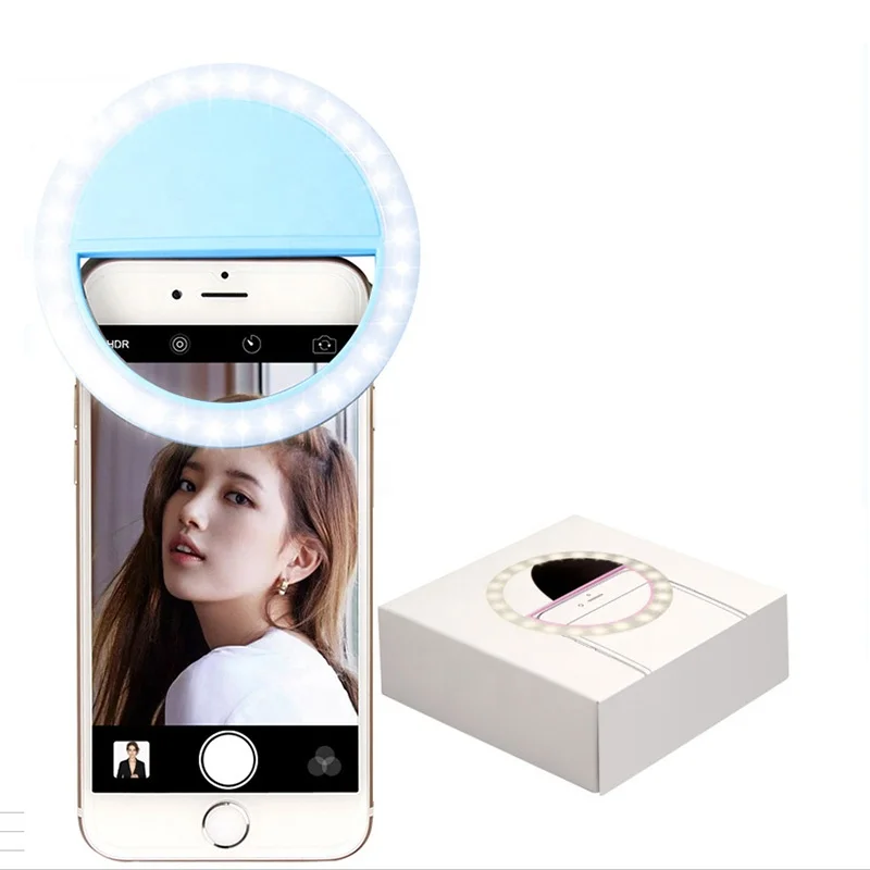 

Gifts Promotional home beauty Rechargeable Mini outdoor bar mobile phone clip Make Up Led selfie Fill Ring strong lights, Black,white,pink,blue