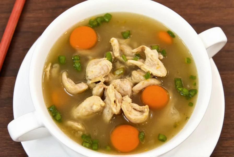 Fresh ginger root slices and chicken pieces arranged on wooden cutting board