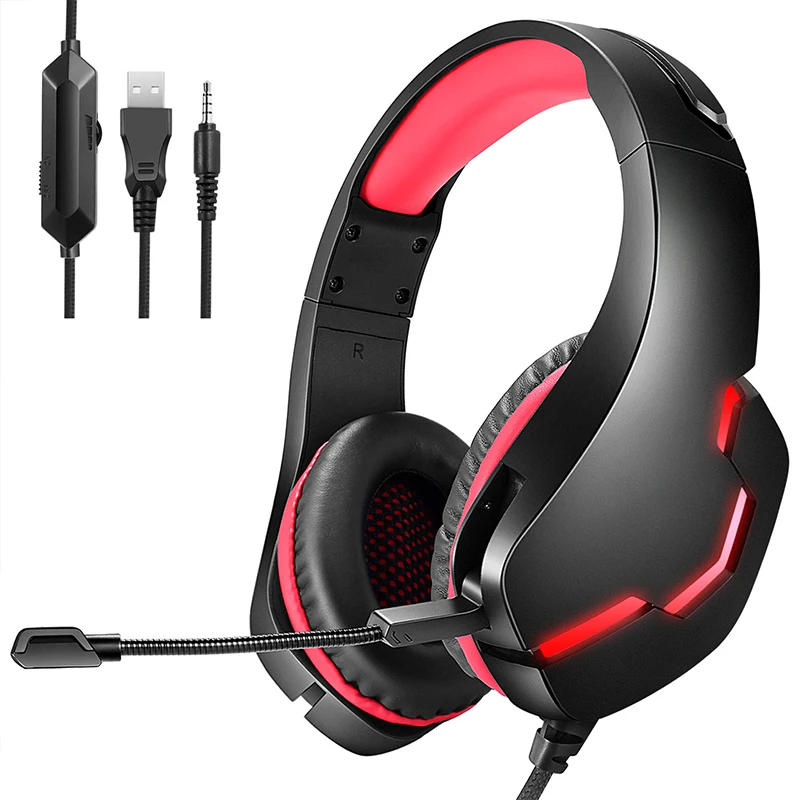 

J10 Noise Cancelling wired game headset LED Light audifonos gamer gaming headphones with microphone For PS4