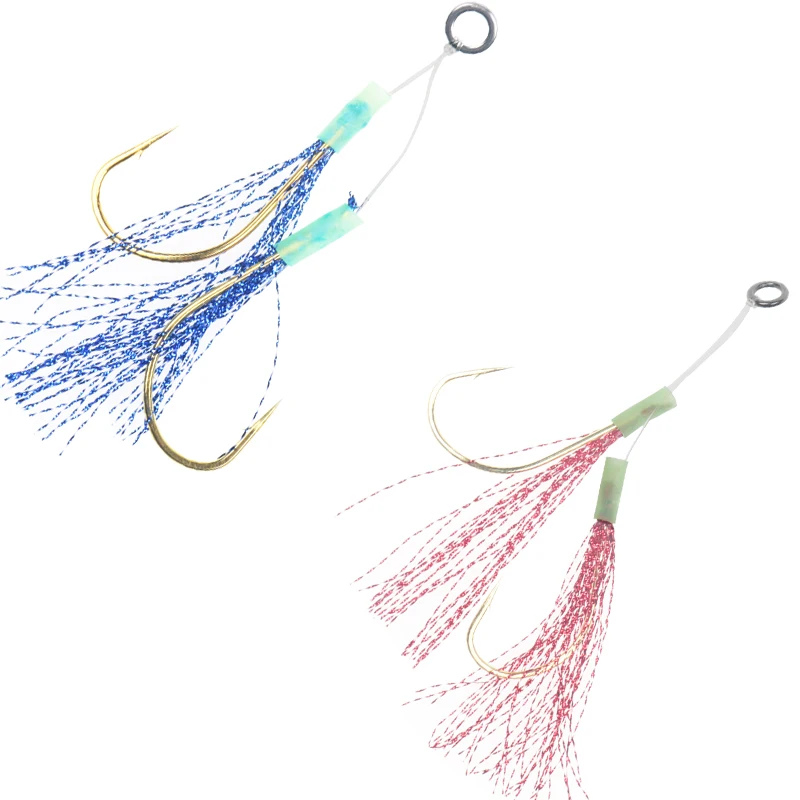 

slow jigging assist hooks pitch jig assist hooks double assist jigging hooks, Colors