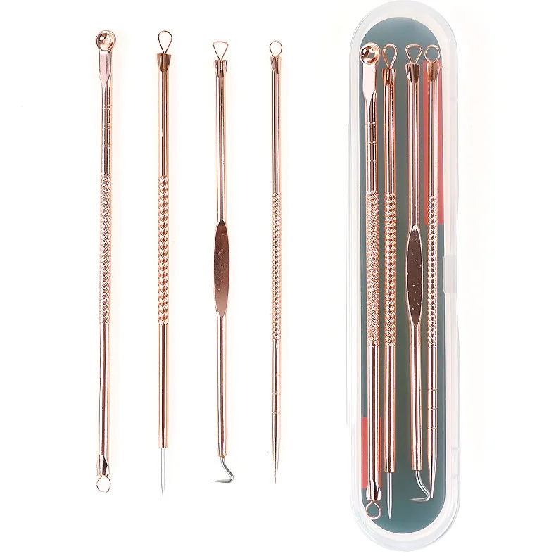 

Rose Gold Silver Comedone Extractor Pimple Pin Acne Needle Blackhead Remover Tool Set