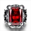 New type of popular European and American stainless steel ring jewelry Titanium steel retro Ruby exaggerated hand jewelry