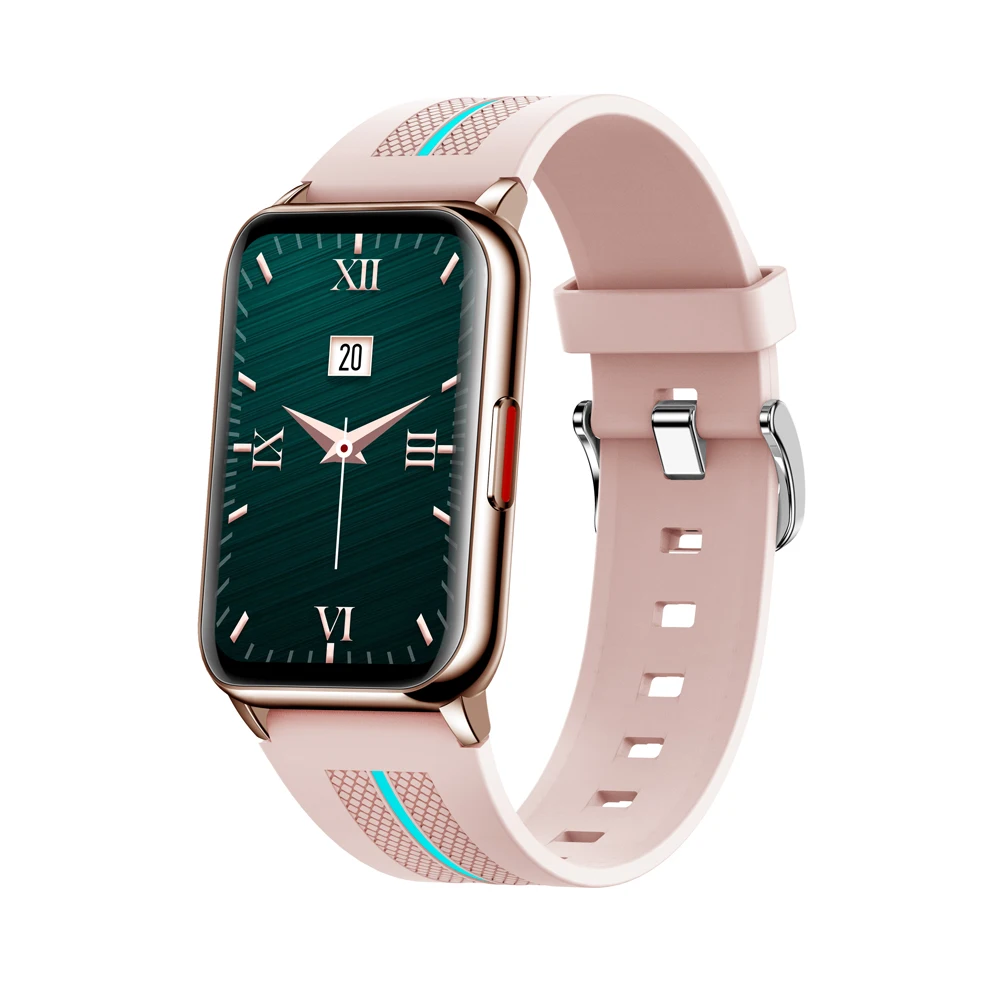 

2021 KarenM 1.57 inch unique curved HD screen DIY wallpaper pink women smartwatch H76 for SPO2 men reloj smart watch, Grey/black/pink