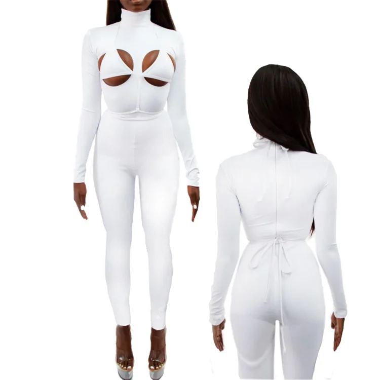 

Latest Design Good Quality Women Fashion Clothing Long Sleeve Jumpsuit Women One Piece Jumpsuits And Rompers, White,black
