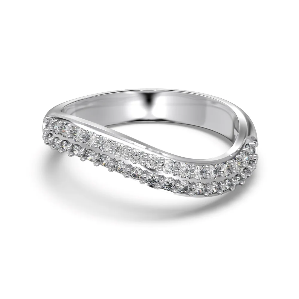 Dylam Jewelry Factory Directly Sale 925 Sterling Silver Eternity Band 5A Cubic Zirconia Geometric Curve Engagement Bridal Rings