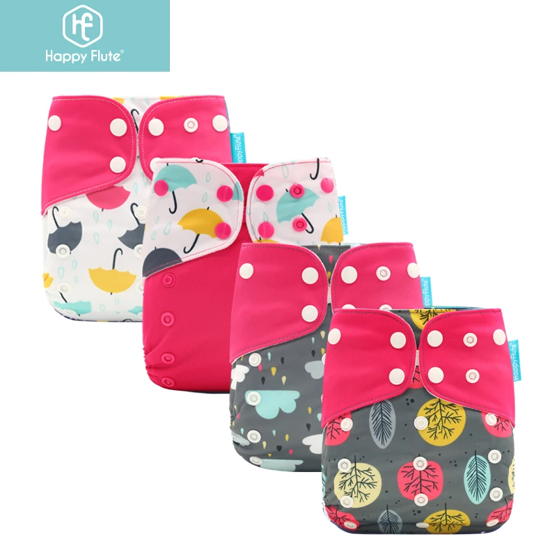 

Happyflute 4PCS/Pack Wholesale Suede Cloth Diaper Waterproof Cloth DIaper Baby Washable Reusable Pocket Cloth Diaper, As showing or customized