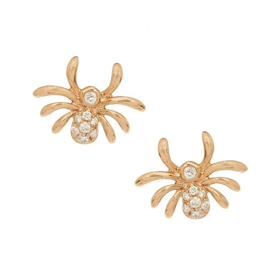 

LOZRUNVE 925 Silver Cubic Zirconia Pave Small Animal Spider Cute Stud Earring for Girls Women