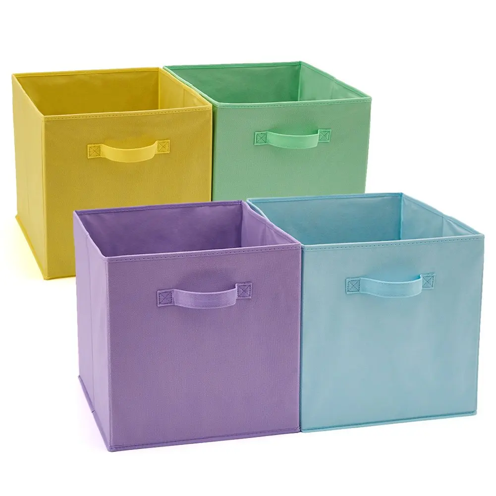 Square Foldable Canvas Storage Collapsible Folding Box Fabric Kids Cubes Toys UK