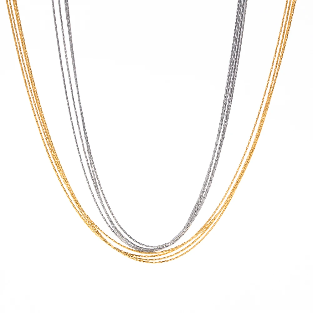 

Minimalist Party Silver 18K Gold Plated Stainless Steel Choker Jewelry Layer Chain Stacking Necklaces