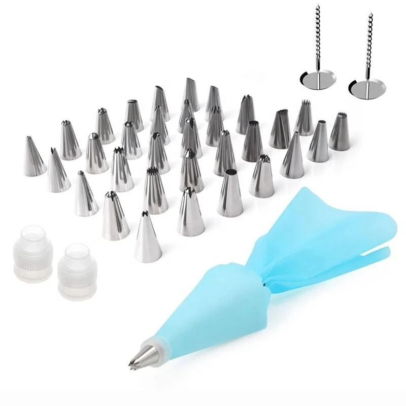 

Hot sales cake decorating supplies kit stainless steel cake tools tip set nozzles set, Sliver