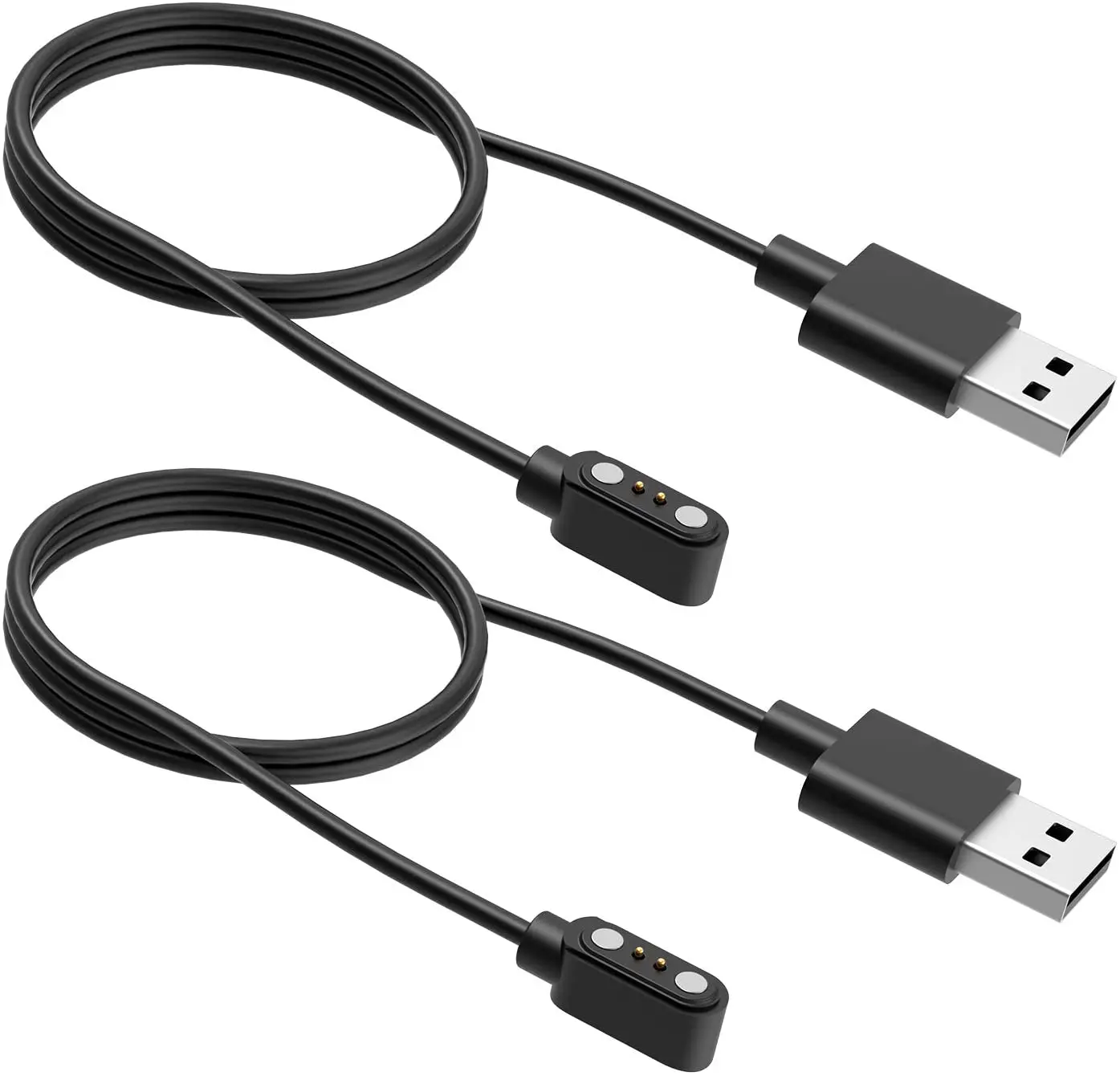 

2020 New Trending Smartwatch Charging Dock Cables smart Swatch Charger for SW021 ID205L Blueteeth Smart Watch Bracelet PVC 0.35g, Black/white