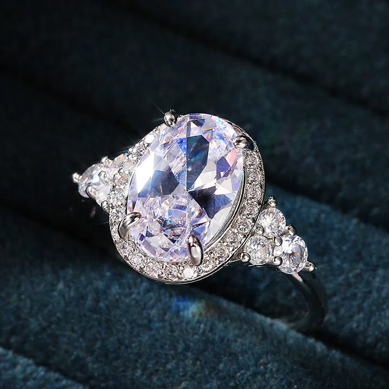 

New Crystal Oval Engagement Rings for Women Simple Elegant Design Female Wedding Bands Love Gift Trendy Jewelry Wholesale, Picture shows