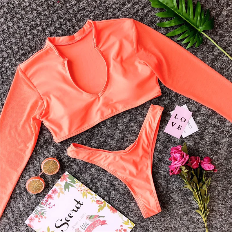 

Wholesale swimwear & beachwear Long Sleeve Mesh Bikini One-Piece bikinis woman swimwear, As show