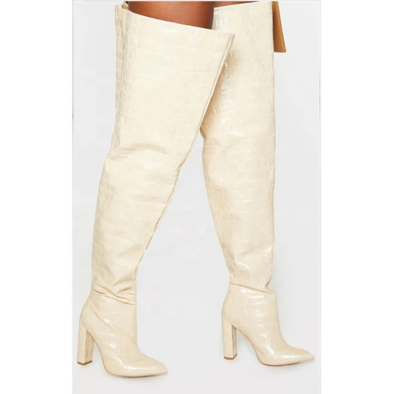 

Lady Short Plush Stone Plaid Leather Shoe Solid Color Pointy Toe Over Knee Women's Boots Stiletto Long Boots For Women With Heel, Black/beige