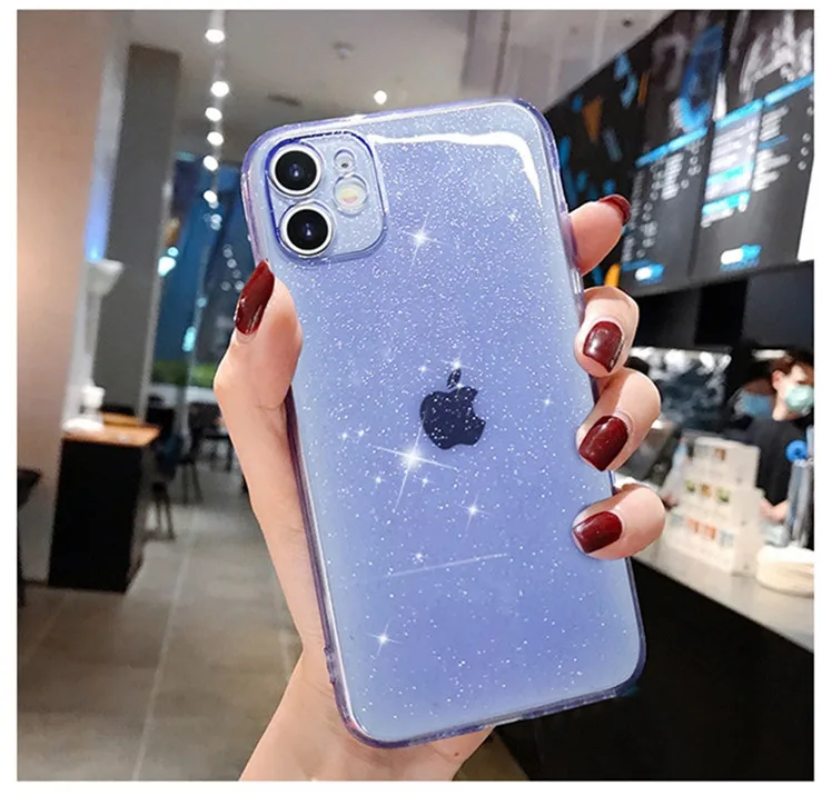 

Blind Dropshipping Glitter Transparent Silicone Luxury Phone Case For iphone 12 11 Pro Max XS X XR 7 8 Designer Phone Cases