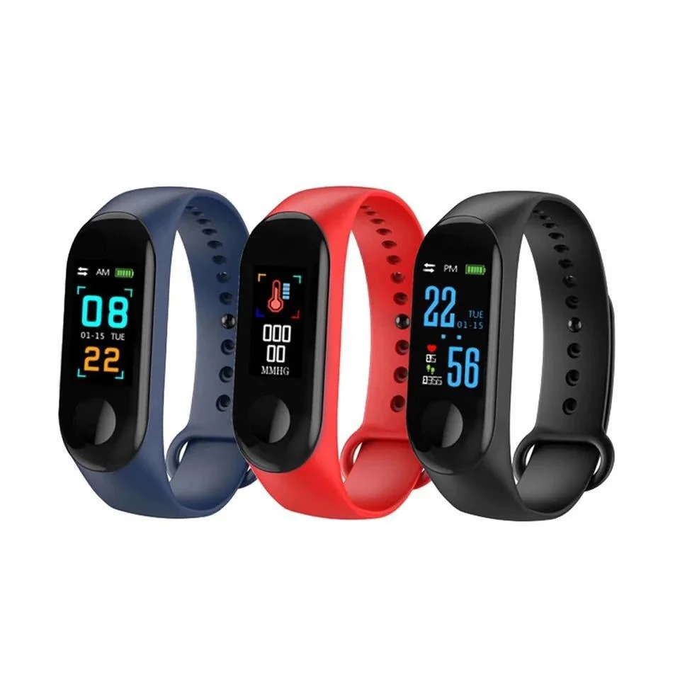 

hot sellings 2020 amazon M3 smart bracelet silicone wristbands Thermometer Heart Rate Monitor smart watch band sport bracelet